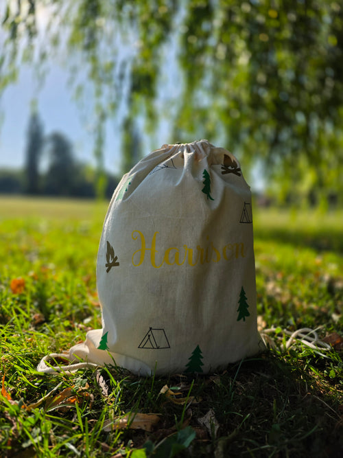 Personalised Campsite Canvas Drawstring Bag