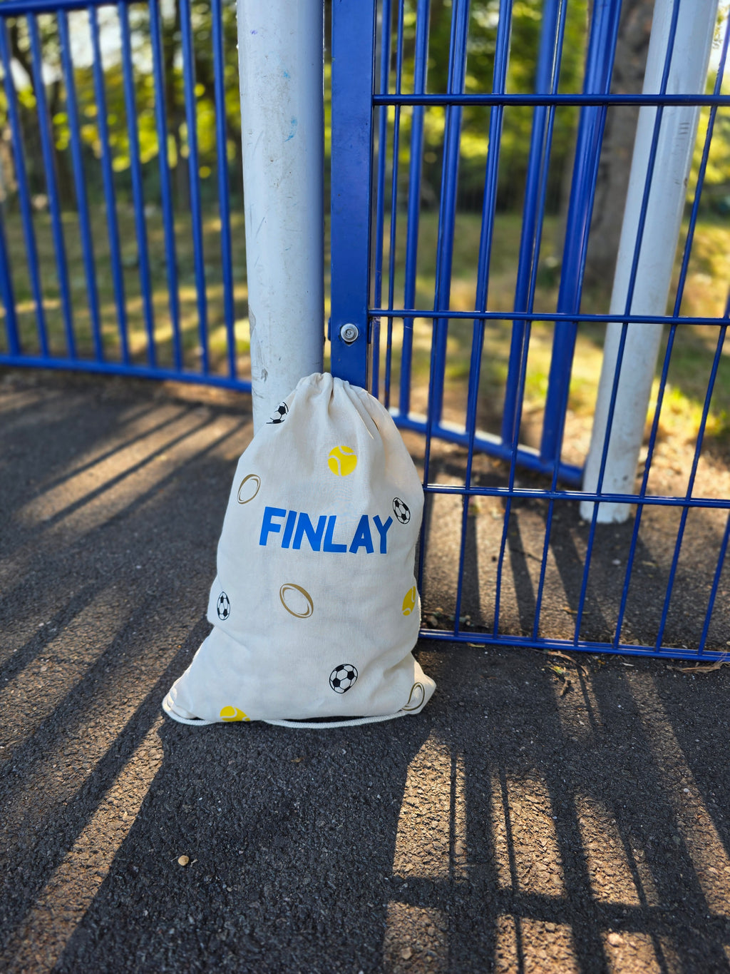 Personalised Sports Canvas Drawstring Bag