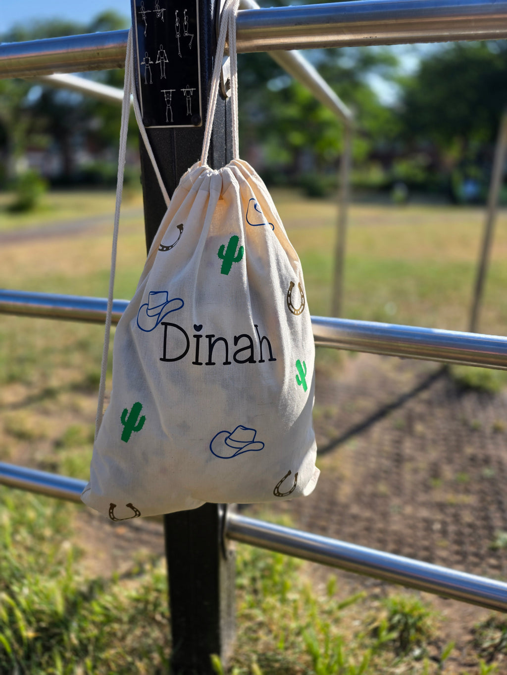 Personalised Cowboy Canvas Drawstring Bag