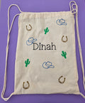 Personalised Cowboy Canvas Drawstring Bag