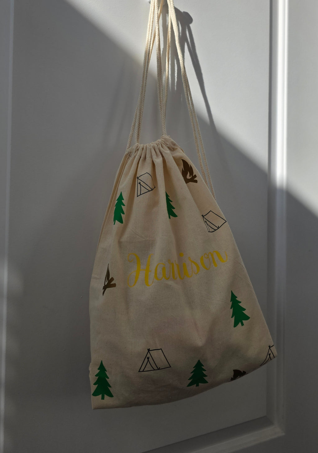 Personalised Campsite Canvas Drawstring Bag